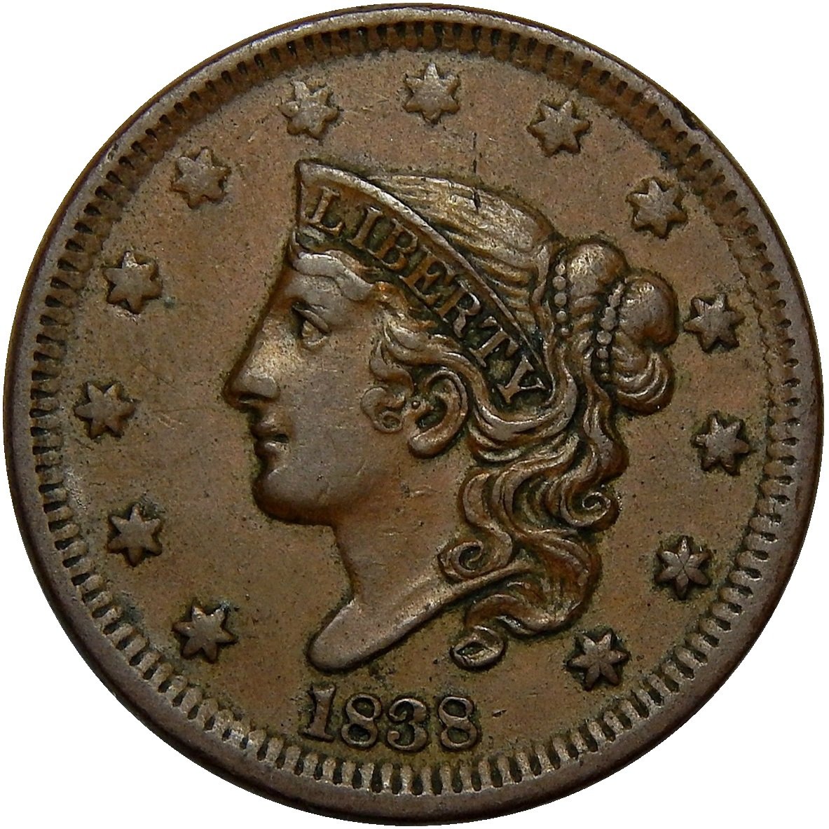 1838-1c-Coronet-Head-Large-Cent-#6